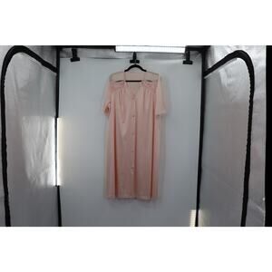 Vintage 1970s Nylon Short sleeve Button Front Nightgown.